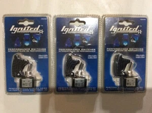 NUEVO 3x Encendido IGN2005 Coche ATV Carreras Interruptor de palanca LED Azul Cubierta abatible - Imagen 1 de 1