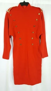 Vintage Outlander Damenkleid rot Wollmischung goldene Schulterklappen goldene Knöpfe klein - Bild 1 von 12