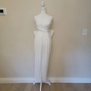 Lulus Beloved Bliss Ivory Strapless Slim Leg Bow Jumpsuit, #2137656, Size S, $63 - Picture 1 of 7