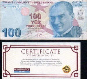 Türkei 100 Lira UMLAUF 2009 USA Verkäufer COA Paket - Bild 1 von 2