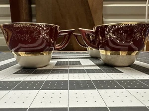 Vintage Salem Century Aristocrat Floral Cups Plates Made in US Burgundy READ - Bild 1 von 7