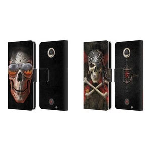 OFFICIAL ANNE STOKES SKULL LEATHER BOOK WALLET CASE FOR MOTOROLA PHONES - Picture 1 of 8