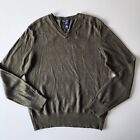 GAP Cashmere Blend Sweater Mens Small Khaki Knit Long Sleeve V Neck Preppy Top