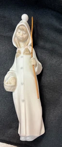 Lladro Retired Child’s Nativity Shepherdess's Girl w/Basket&Stick 1969 Glossy - Picture 1 of 10
