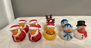 Lot of 9 Christmas Rubber Ducks Duckies  Santa Elf Reindeer Antlers Snowman - Picture 1 of 13