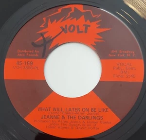 JEANNE & THE DARLINGS 7" WHAT WILL LATER ON BE LIKE / HANG ME NOW VOLT R&B 1968 - Picture 1 of 1