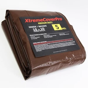Cubierta protectora multiusos LONA 10' x 10' MARRÓN/VERDE 5 mil con ojal - Imagen 1 de 3