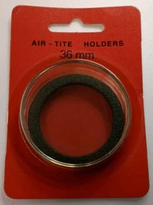 GENUINE 36mm BLACK RING AIR-TITE CAPSULE (HOLDER) FOR COIN, AIRTITE - NEW RETAIL - Picture 1 of 2