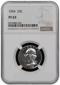 1954 Silver Proof Washington quarter graded by NGC PF65 - Picture 1 of 2