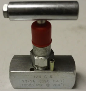 KF industries Needle Valve 1/4" CS 23-14 (690 BAR) 10000 psi @ 200f - Picture 1 of 5