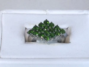 Size 6 Russian Diopside Cluster Ring Platinum Over Sterling Silver Ring 2.0 Cts - Picture 1 of 7