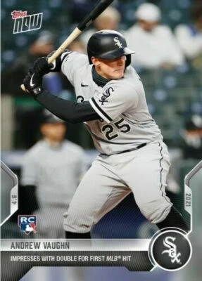 2021 TOPPS NOW Card 42 ANDREW VAUGHN RC - 1ST MLB HIT - 1740 Made  - Image 1 of 2