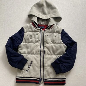 POLO Ralph Lauren Kid's Gray and Blue Zip up Hoodie Jacket Size-M - Picture 1 of 9
