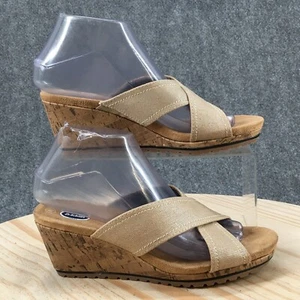 DrScholls Sandals Womens 7.5 Boardwalk Slide Beige Slip On Casual Wedge 25033023 - Picture 1 of 15