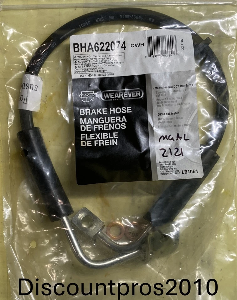 Carquest BHA622074 Front Right Brake Hydraulic Hose Jeep Wrangler 2007-2010 Foto 1 de 1