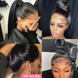 HD Transparent Lace Frontal Wig Straight 5x5 Closure Human Hair Pre Plucked Wig - Picture 1 of 16