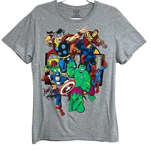 T-shirt Marvel Avengers Thor Spiderman Ironman Hulk grigia piccola manica corta - Foto 1 di 7