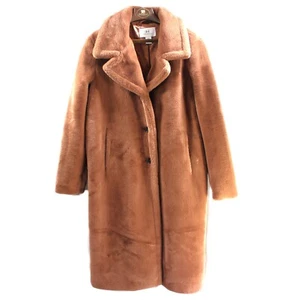 Ultraweicher Kunstfellmantel H von Halston hellbraun Damengröße M 41 Zoll lang exzellenter Zustand - Bild 1 von 11