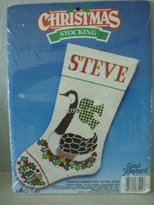 Vtg 1988 Good Shepherd Christmas Stocking Kit #87204 Cross Stitch CANADA GOOSE - Picture 1 of 3