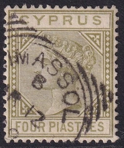 Chipre 1883 4pi verde oliva pálido SG20 fino usado - Imagen 1 de 2