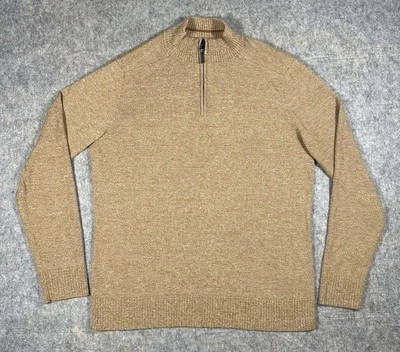 SmartWool Sparwood 1/4 Zip Sweater Men’s M Oatmeal Wool Blend Pullover Light - Image 1 of 4