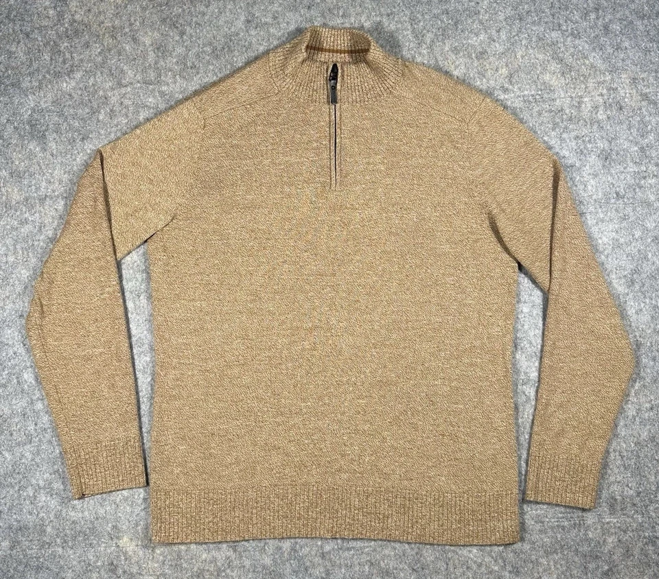 SmartWool Sparwood 1/4 Zip Sweater Men’s M Oatmeal Wool Blend Pullover Light - Image 1 of 4