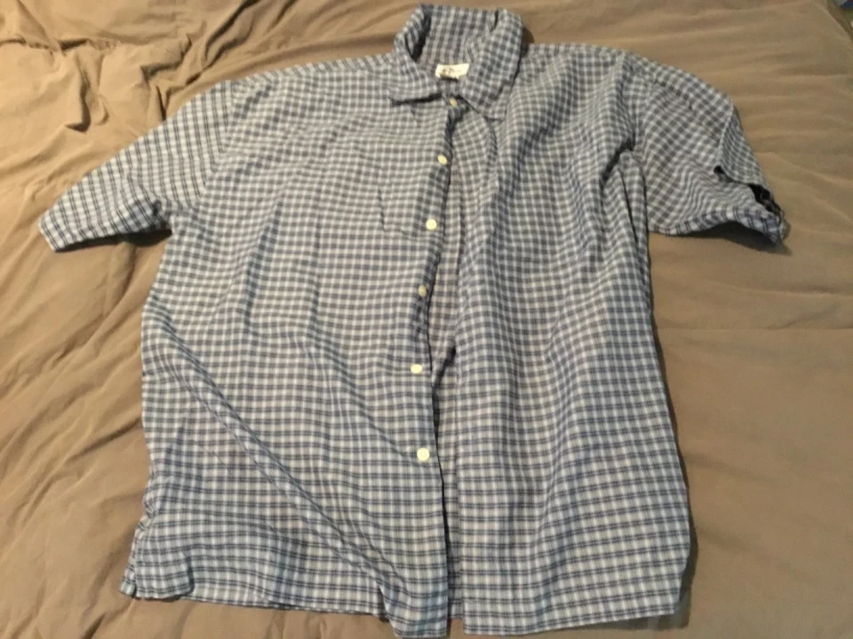 Arizona Men's Shirt Size XL Short Sleeve Blue & White Square Pocket Button - Image 1 of 1