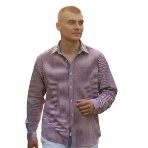 Lincs DC & Co Long Sleeve Shirt Men XXLarge Burgundy Stripe Shirt Casual Dress - Picture 1 of 11