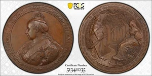 Medalla AE de Gran Bretaña 1882 con caja, Queen’s Visit to Epping Forest, graduación profesional SP-63 - Imagen 1 de 12