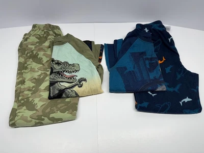 (2) Par de pijamas de tiburones y dinosaurios Wonder Nation para niños talla 10/12 Foto 1 de 4