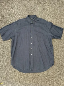 Polo Ralph Lauren 100% Linen Short Sleeve Shirt Blue Size XXL XB Big 28” PTP - Picture 1 of 7