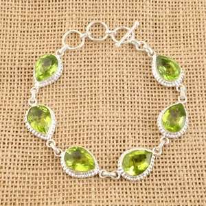 Peridot Stone Mother Chain Black Friday Birthday New Bracelet Jewelry 925 Silver - Picture 1 of 6