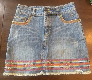 Vintage Y2K 90s Mary-Kate & Ashley Embroidered Denim Skirt Sz 16 - Picture 1 of 7