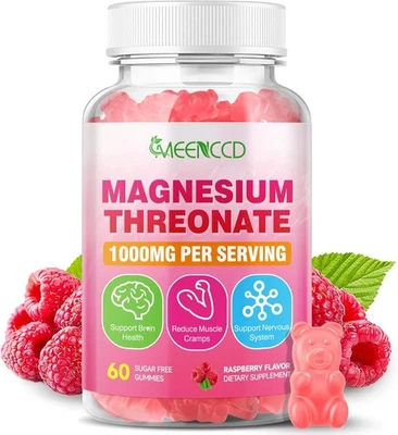 Magnesium L-Threonate Gummies 1000mg - Muscle & Nervous System Support - 60ct. - Image 1 of 4