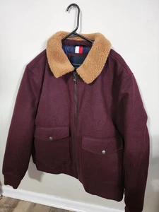 ¡NUEVO CON ETIQUETAS! Chaqueta Tommy Hilfiger de mezcla de lana con cuello de piel sintética, XXL - Imagen 1 de 5