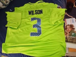 RUSSELL WILSON SEATTLE SEAHAWKS #3 NEON GREEN NIKE JERSEY SIZE XXL - Picture 1 of 2