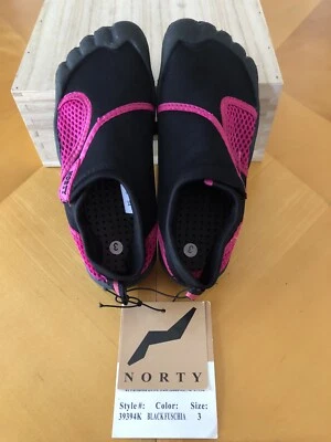 Norty Niño Niña Esqueletoe Cinco Punteras Negro Fucsia Aqua Calcetín Agua Zapatos Talla 3 Foto 1 de 4