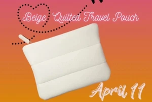 Color Street ~ Zipper-Pull Beige Soft-Quilted Neopren Kosmetiktasche/Tasche - NEU - Bild 1 von 4