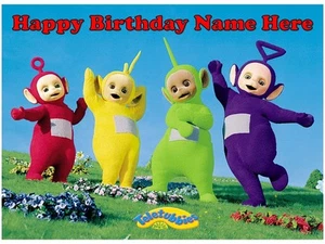 EDIBLE ICING IMAGE TELLETUBIES CAKE SUGAR SHEET OR CUPCAKES DECORATION TOPPER - Picture 1 of 4