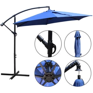 10ft Outdoor Hanging Offset Cantilever Umbrella Patio Umbrella with Crank Navy - Picture 1 of 6