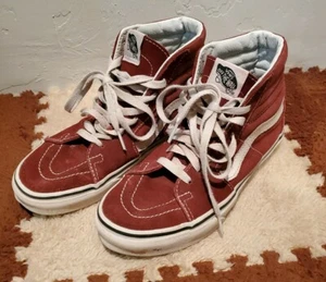 VAN'S OFF THE WALL SK8 HIGH TOP SNEAKER SHOES MAROON & WHITE mens 4 women 5.5 - Picture 1 of 9