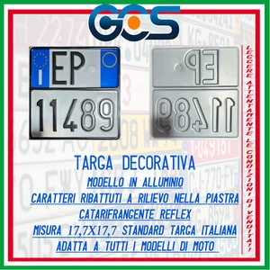 Replica Targa Moto Modello Europeo in Alluminio Catarifrangente ed in Rilievo - Foto 1 di 2