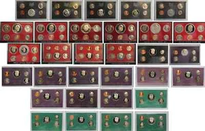 1968 - 1998 PROOF Set 165 Monete Proof 31 LOTTO SCATOLA US MINT - Foto 1 di 2