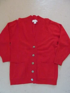 Casual Corner Cardigan Sweater w/ Pocket Red Lambswool VTG Sz M - Picture 1 of 4