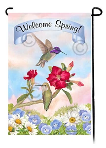 Welcome Spring Garden Flag - Costas Hummingbird - Picture 1 of 1