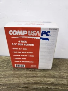 Comp USA PC 6 Pack 3.5" Disk Holders Plastic Holds 12 Disks SKU#162506 Vintage - Afbeelding 1 van 4