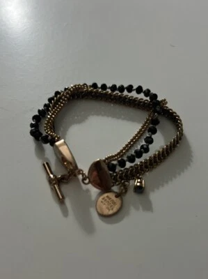 Pulsera Henri Bendel St Tropez Multi Hilo Mezcla Metal Cadena Cuentas Negras Foto 1 de 4