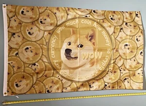 BANDIERA DOGECOIN *SPEDIZIONE GRATUITA VENDITORE USA! Insegna Poster Crypto Dogecoin Mess Flag 3x5' - Foto 1 di 1