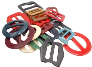 Vintage 40's Plastic Casein Celluloid Bakelite Scarf Slide Sash Belt Buckles -22 - Picture 1 of 13
