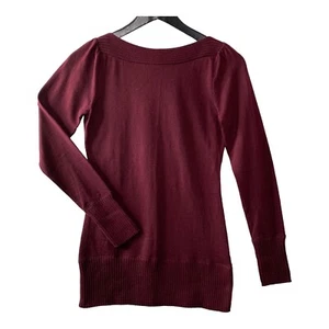 The Limited Burgundy Ribbed Boat Neck Top Women's XS Casual Long Sleeve - Picture 1 of 10